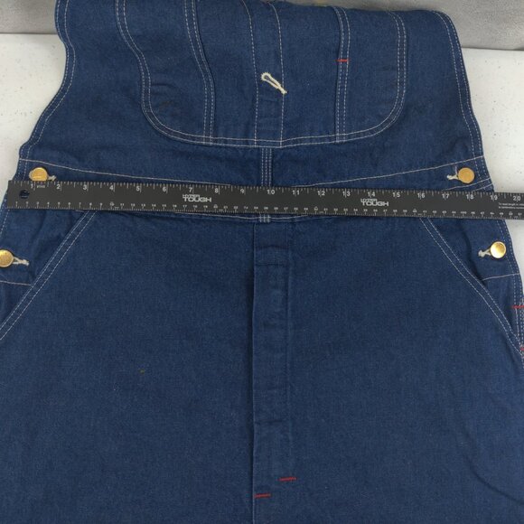 Dickies Overalls Mens 38x32 Blue Denim Bib Workwear Hammer Carpenter Zip Fly - Picture 12 of 16